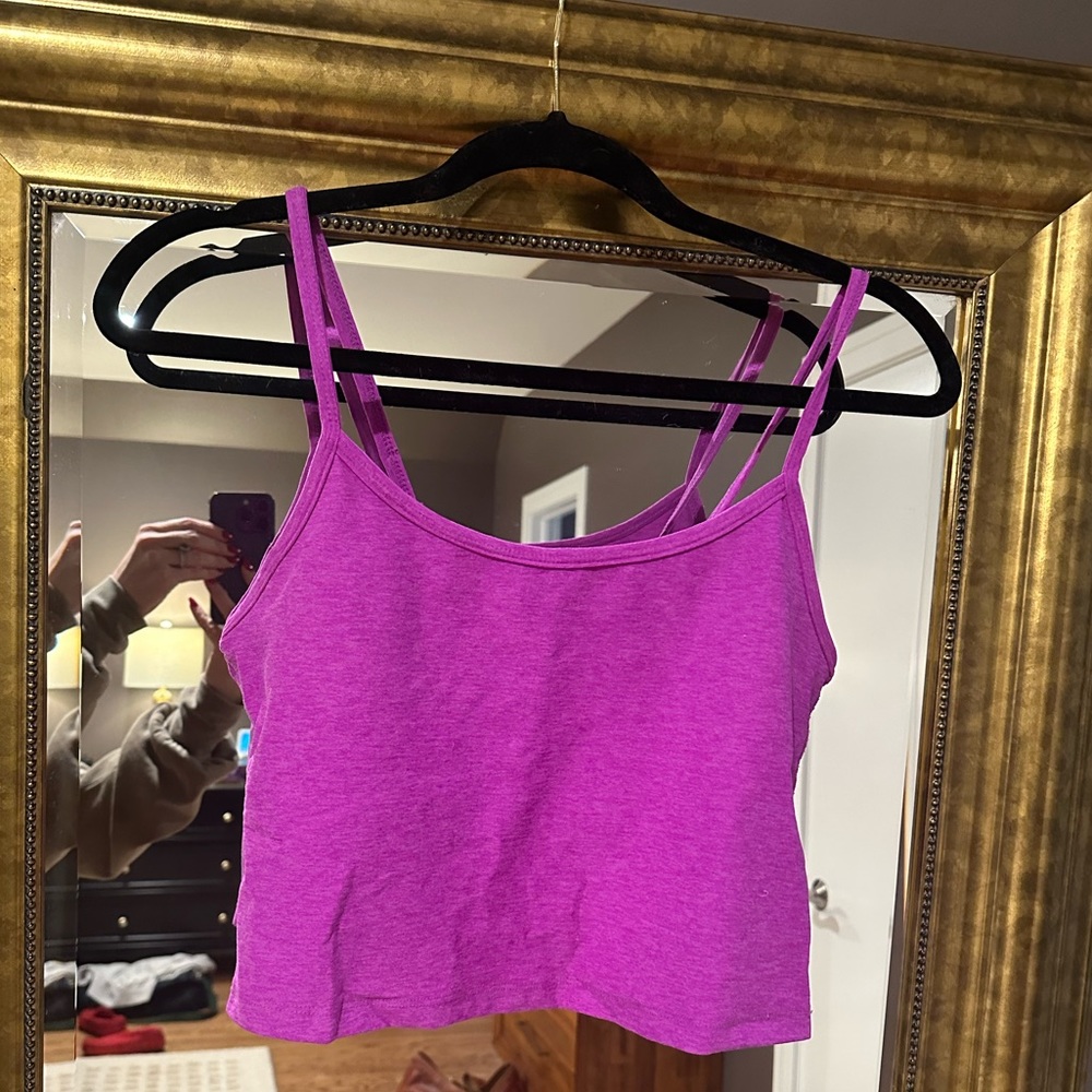 Beyond Yoga Spacedye Slim Racerback Cropped Tank in Purple